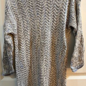 Chico's Textured Knit Sweater in Blue and Gray